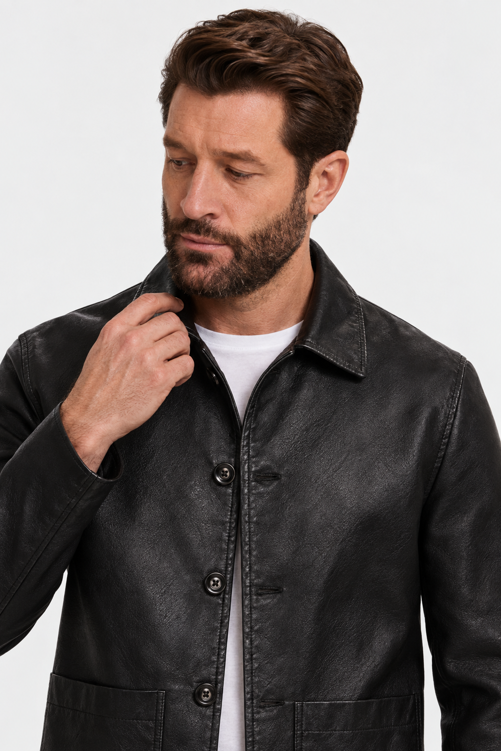 Tailored patina leather jacket