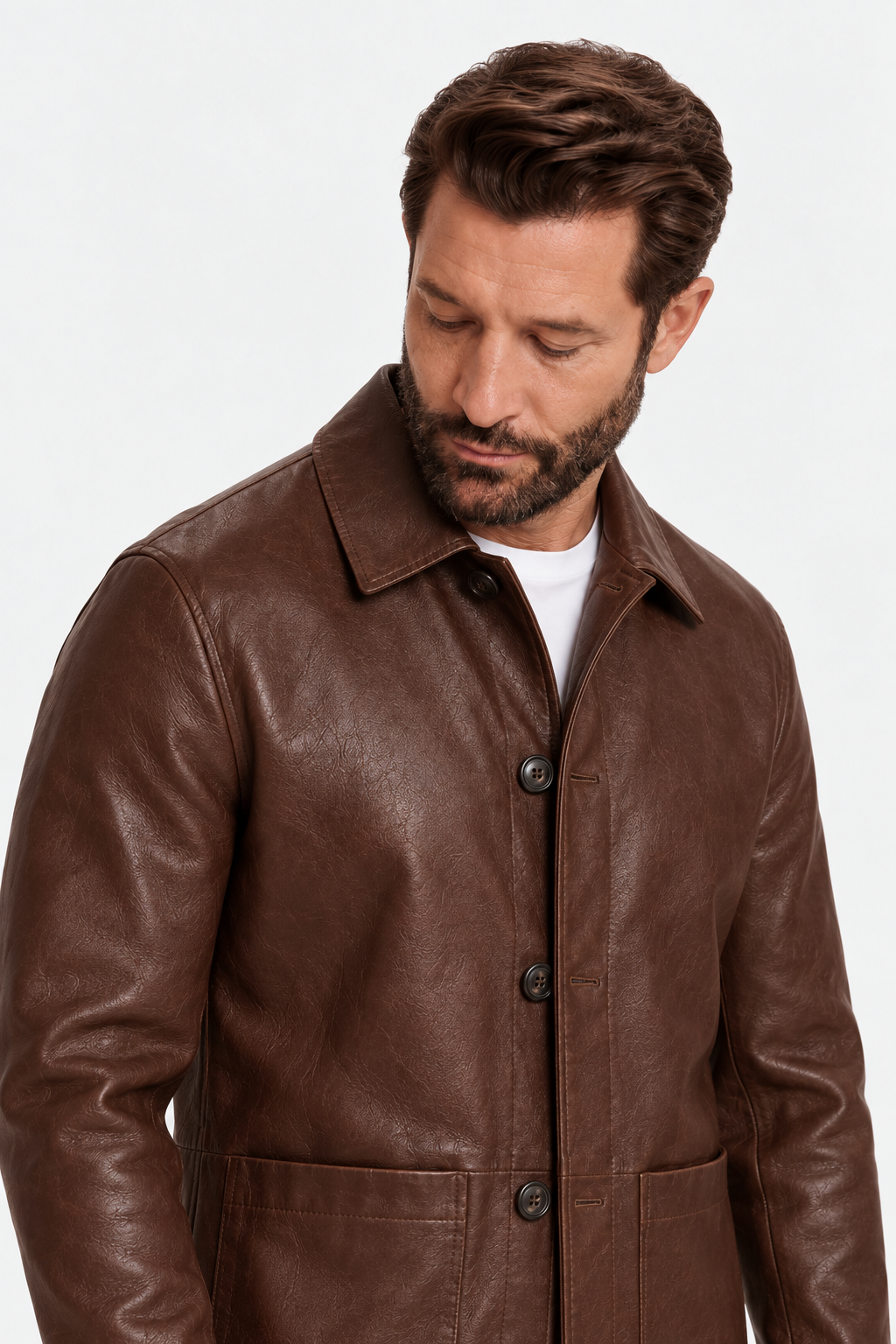 Tailored patina leather jacket