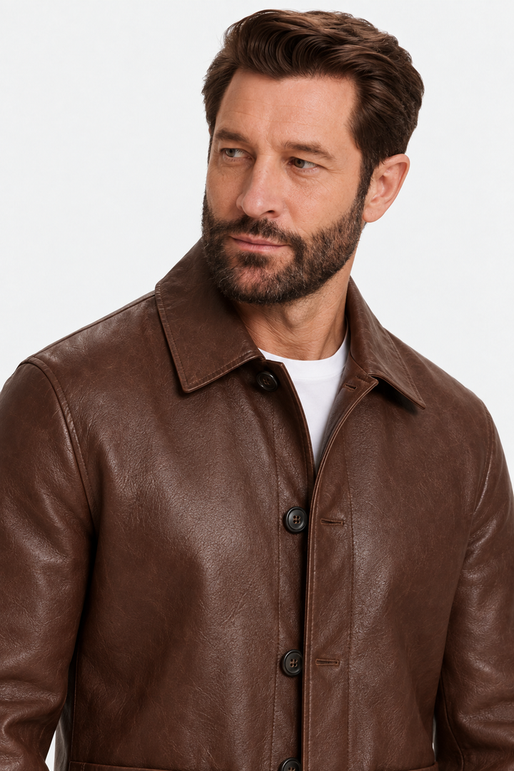 Tailored patina leather jacket