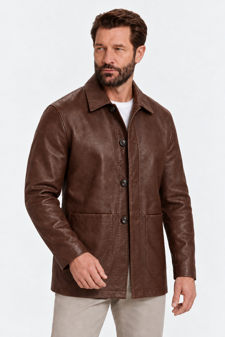 Tailored patina leather jacket