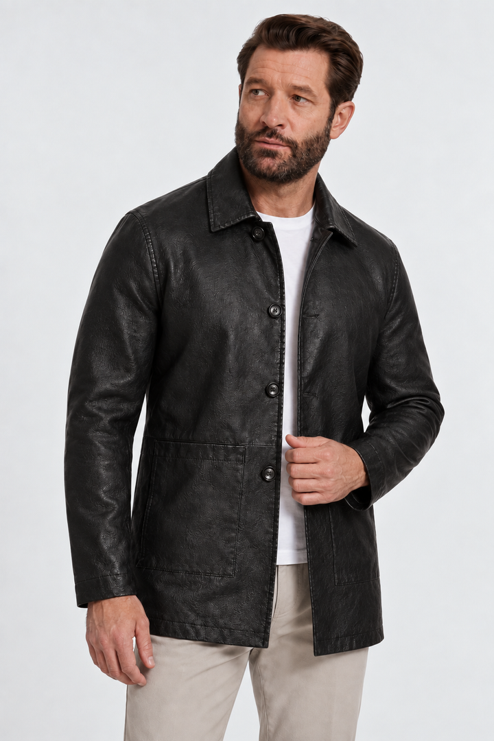 Tailored patina leather jacket