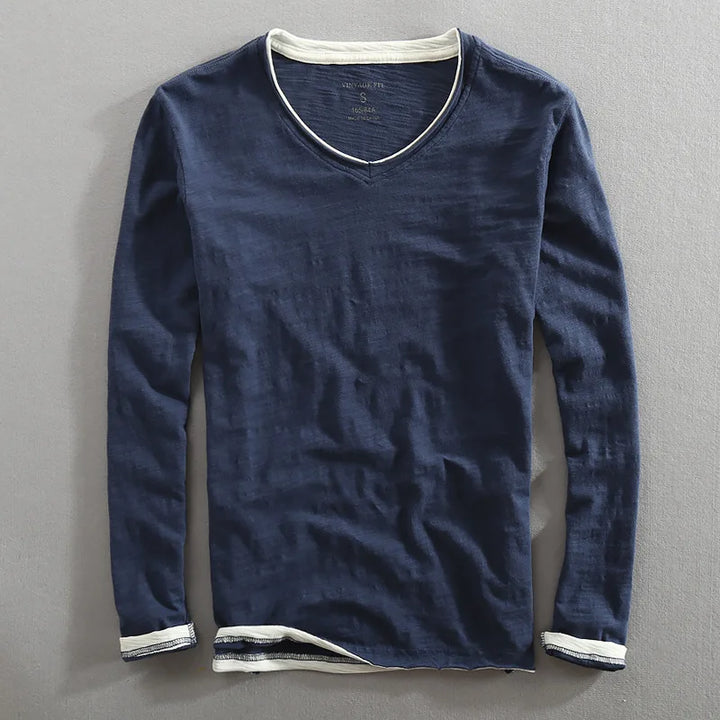 Contrast Trim V-Neck Shirt
