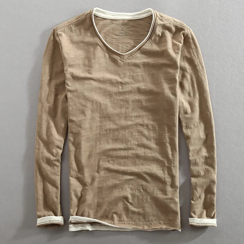 Contrast Trim V-Neck Shirt