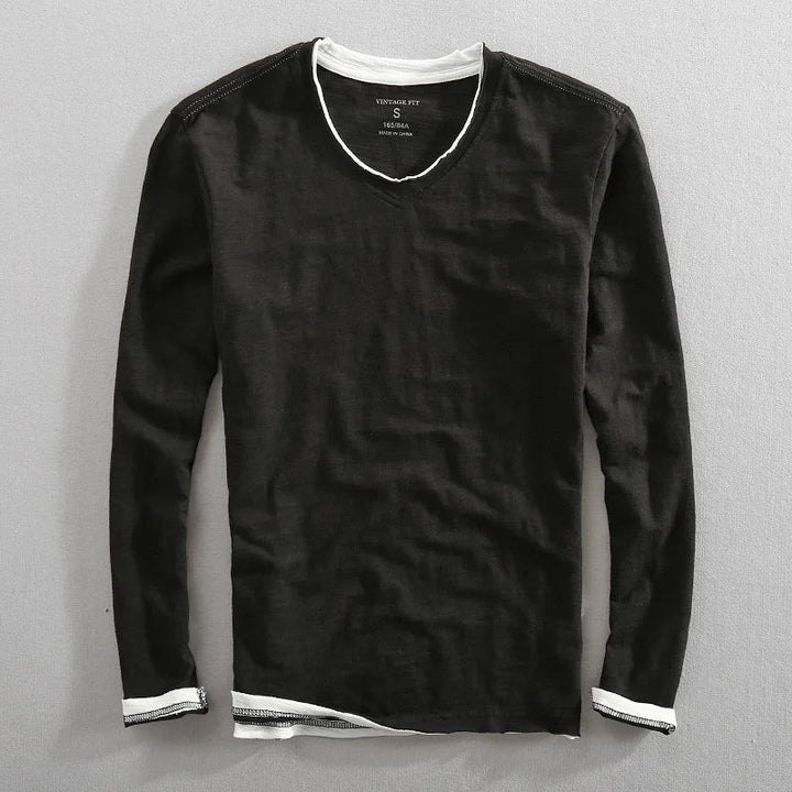 Contrast Trim V-Neck Shirt