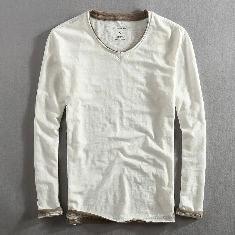 Contrast Trim V-Neck Shirt