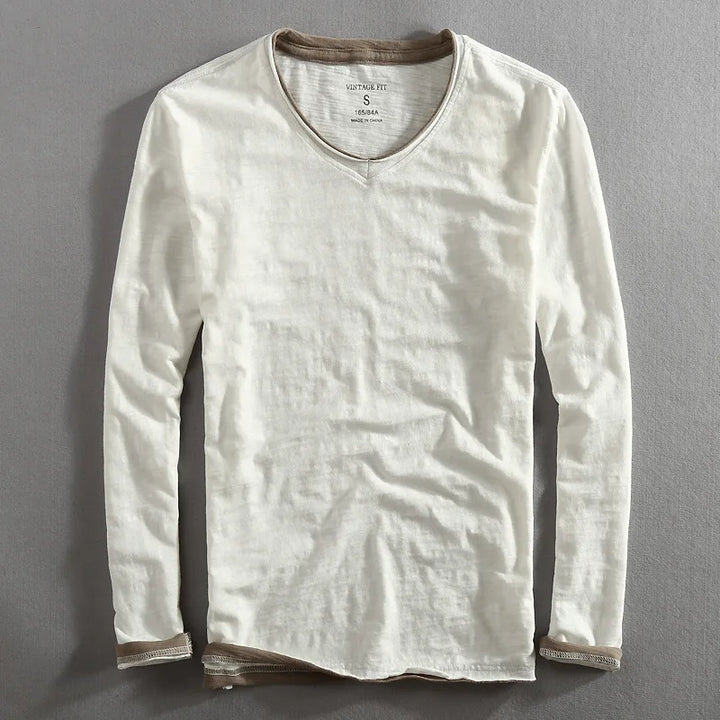 Contrast Trim V-Neck Shirt