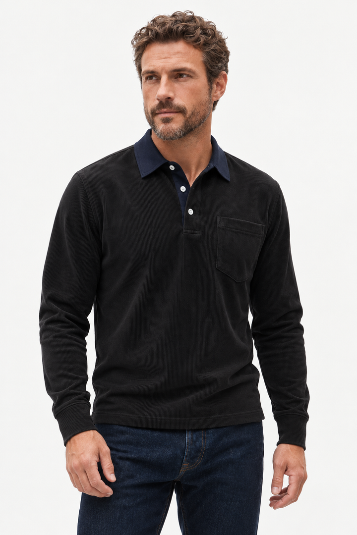Cotton-Blend Corduroy Polo Shirt – Straight Cut & Easy Movement