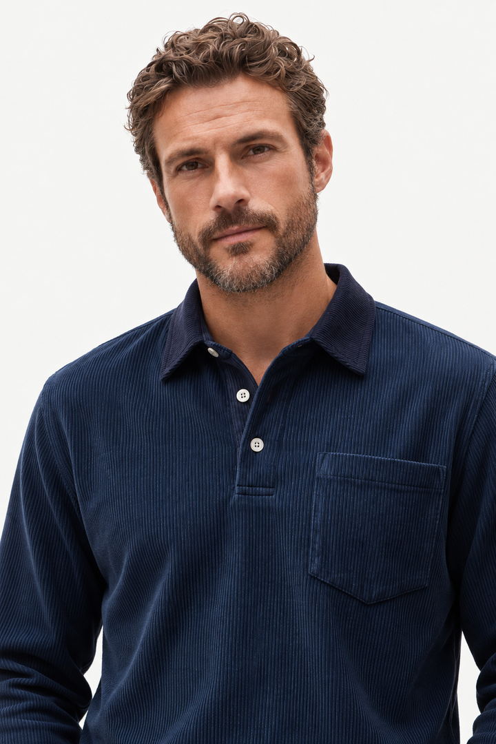 Cotton-Blend Corduroy Polo Shirt – Straight Cut & Easy Movement
