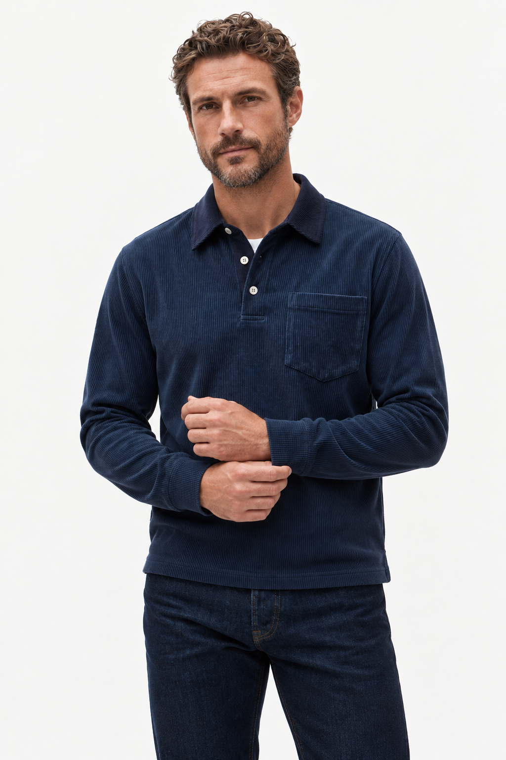 Cotton-Blend Corduroy Polo Shirt – Straight Cut & Easy Movement