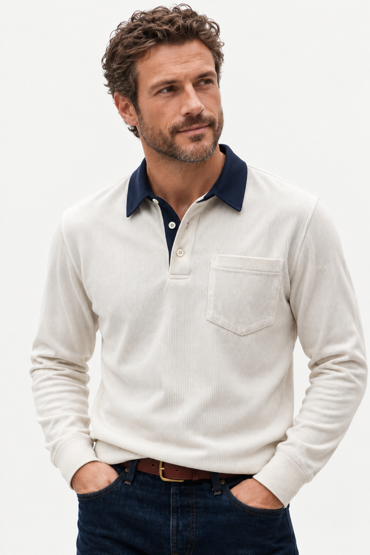 Cotton-Blend Corduroy Polo Shirt – Straight Cut & Easy Movement