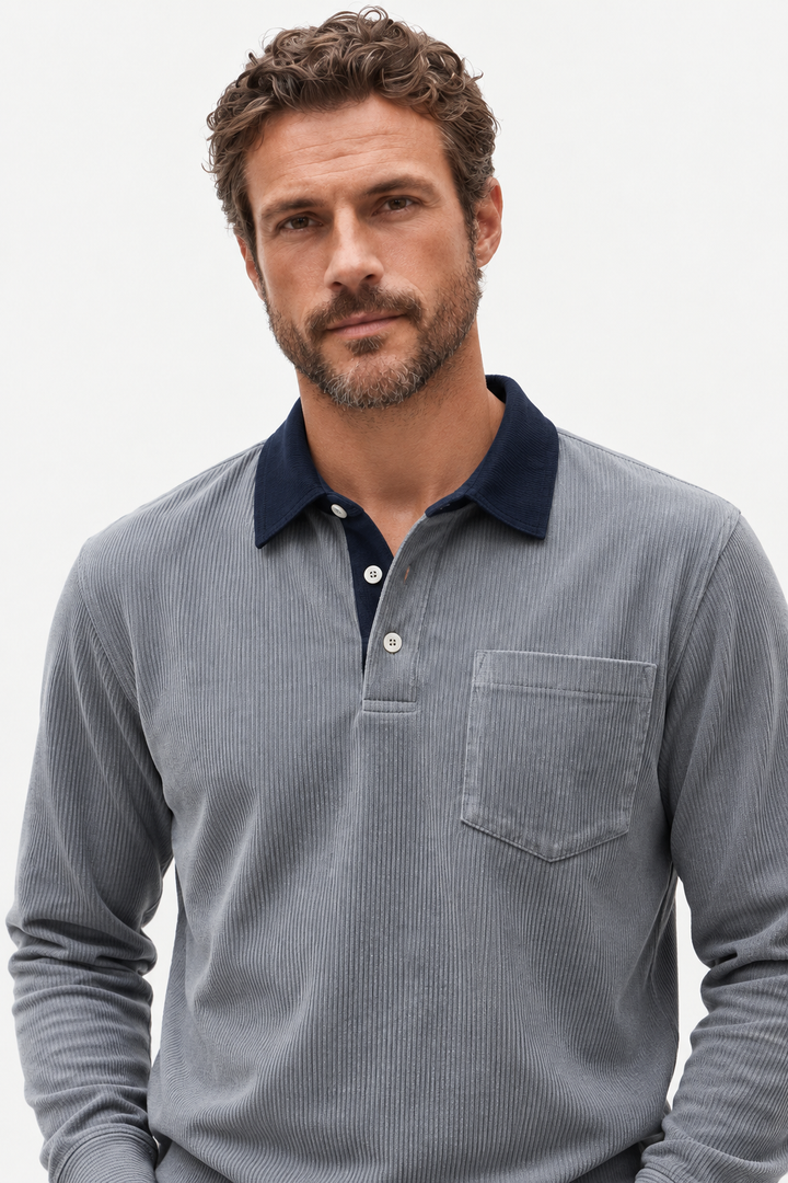 Cotton-Blend Corduroy Polo Shirt – Straight Cut & Easy Movement