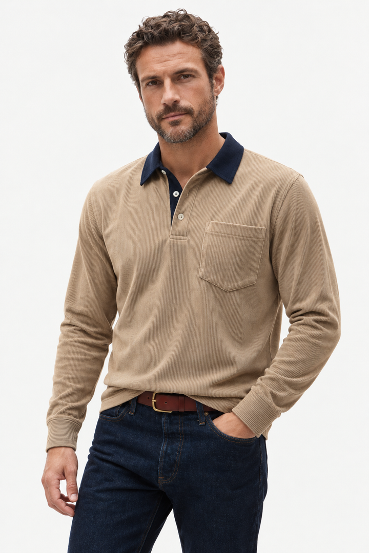 Cotton-Blend Corduroy Polo Shirt – Straight Cut & Easy Movement
