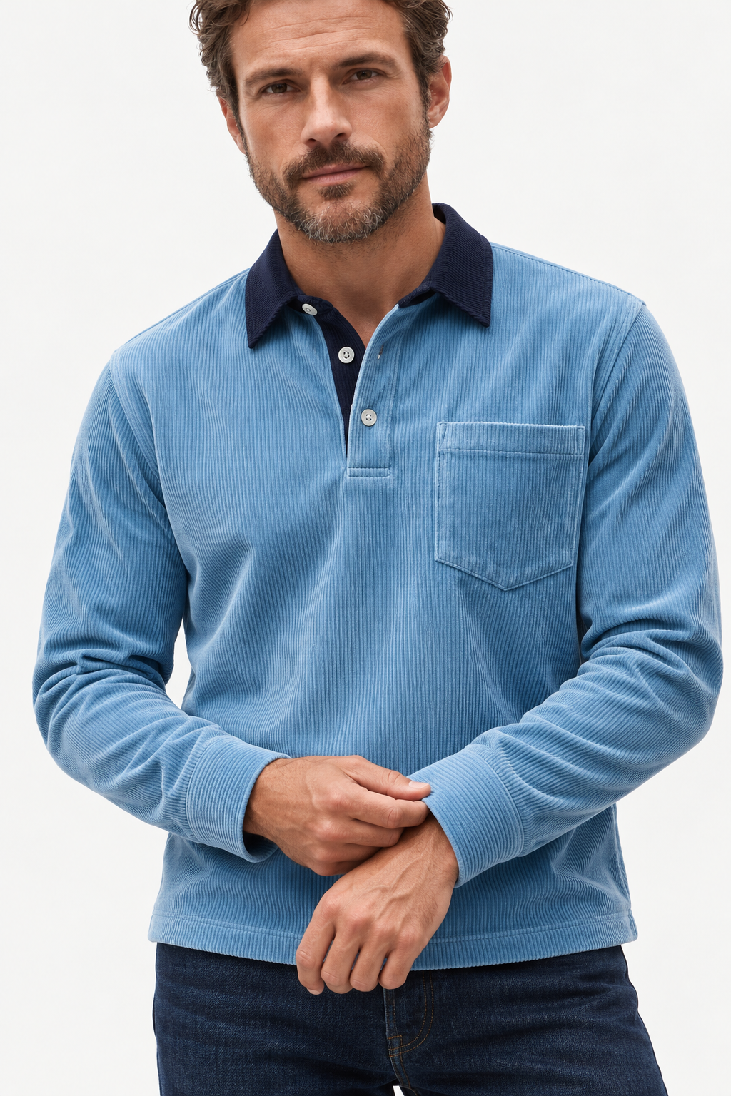 Cotton-Blend Corduroy Polo Shirt – Straight Cut & Easy Movement
