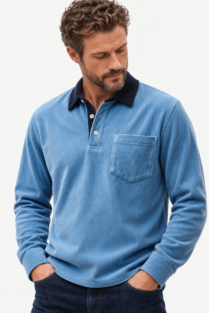 Cotton-Blend Corduroy Polo Shirt – Straight Cut & Easy Movement