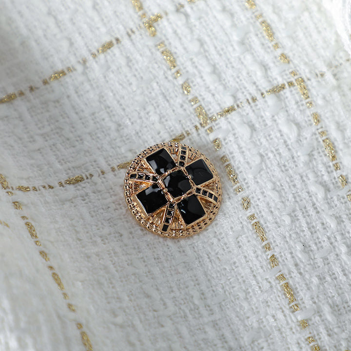 Double-Breasted Plaid Cotton Blazer
