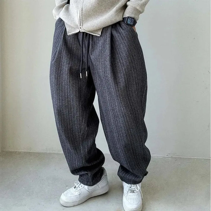 Drawstring Pinstripe Pants