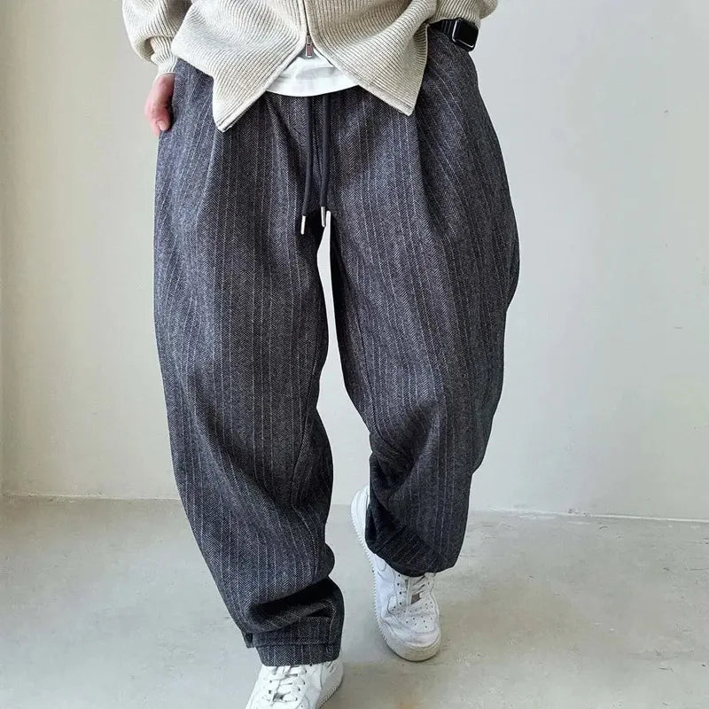 Drawstring Pinstripe Pants