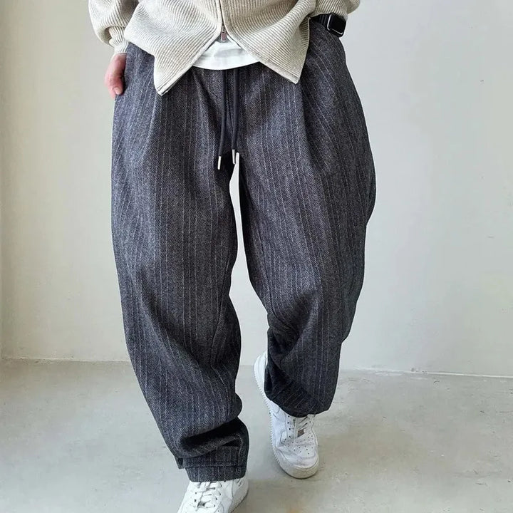 Drawstring Pinstripe Pants