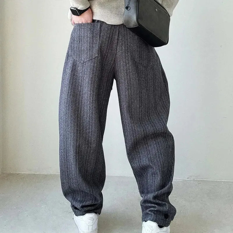 Drawstring Pinstripe Pants