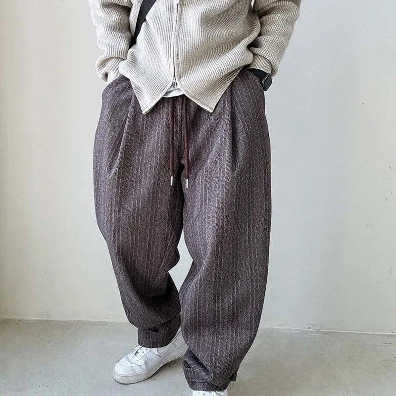 Drawstring Pinstripe Pants