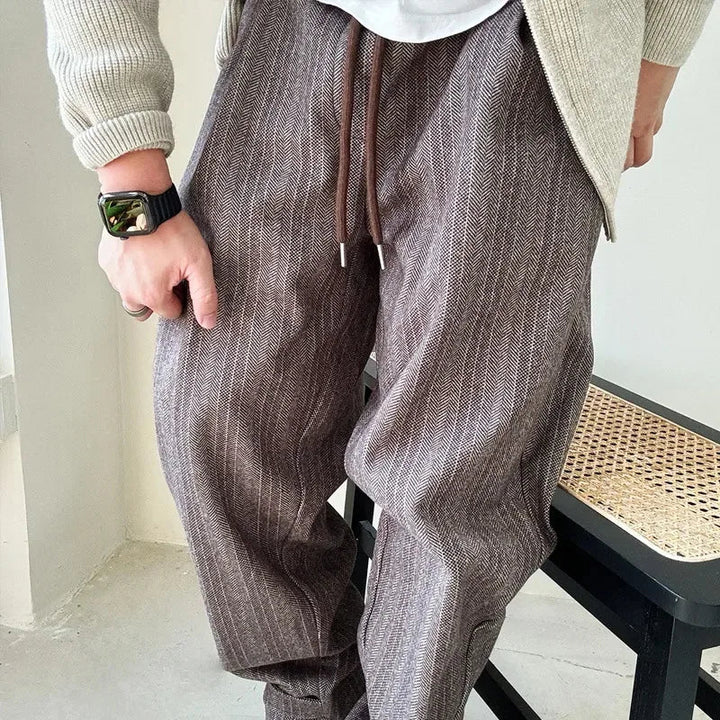 Drawstring Pinstripe Pants