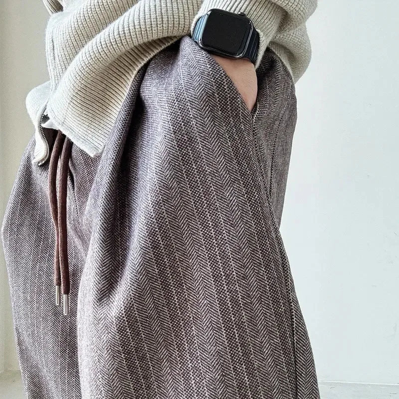 Drawstring Pinstripe Pants