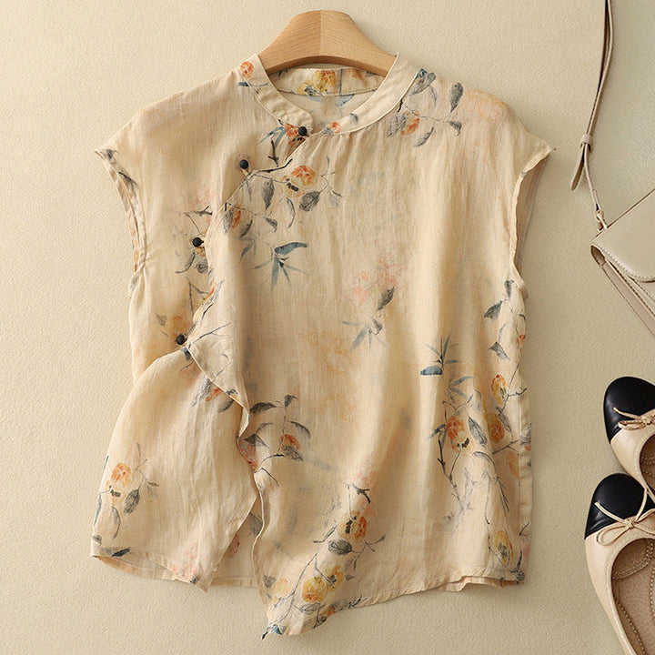 Floral Sleeveless Linen Top