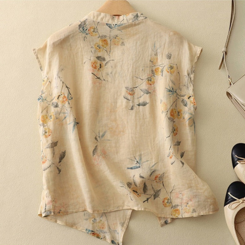 Floral Sleeveless Linen Top