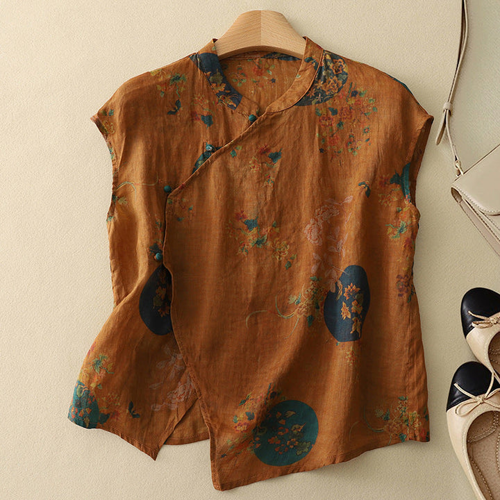Floral Sleeveless Linen Top