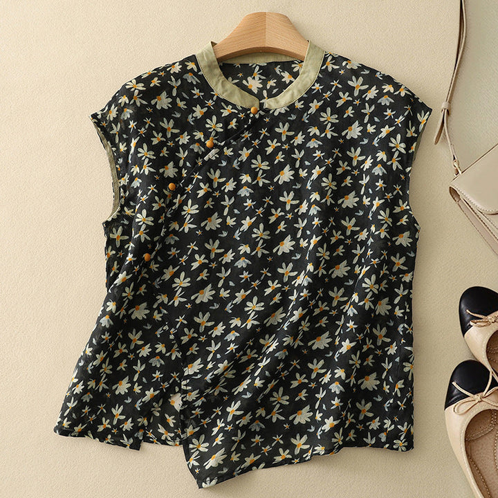 Floral Sleeveless Linen Top