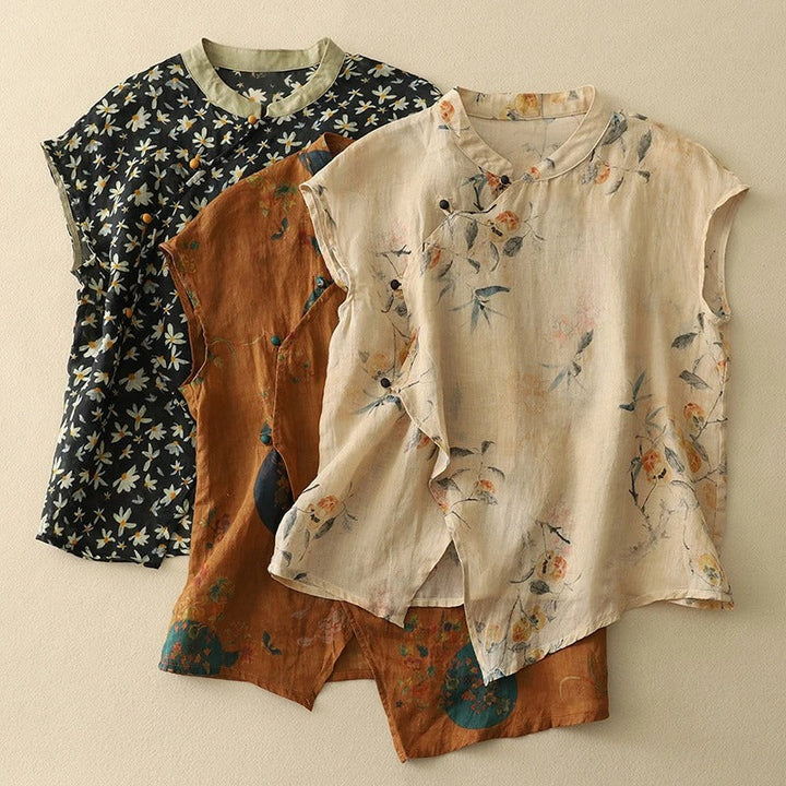 Floral Sleeveless Linen Top