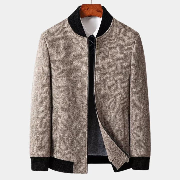 Herringbone Wool Bomber Jacket