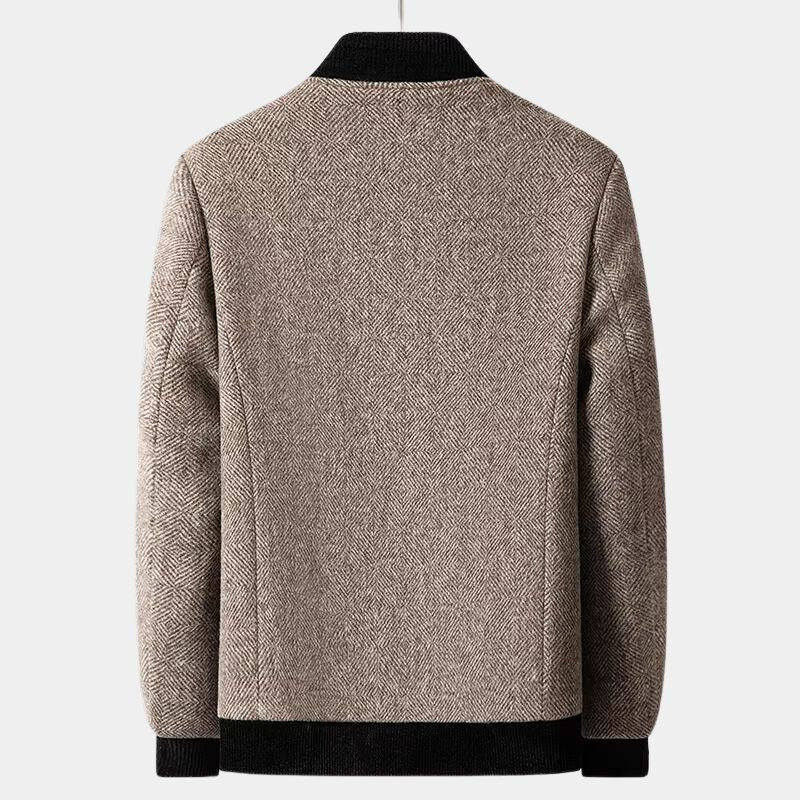 Herringbone Wool Bomber Jacket