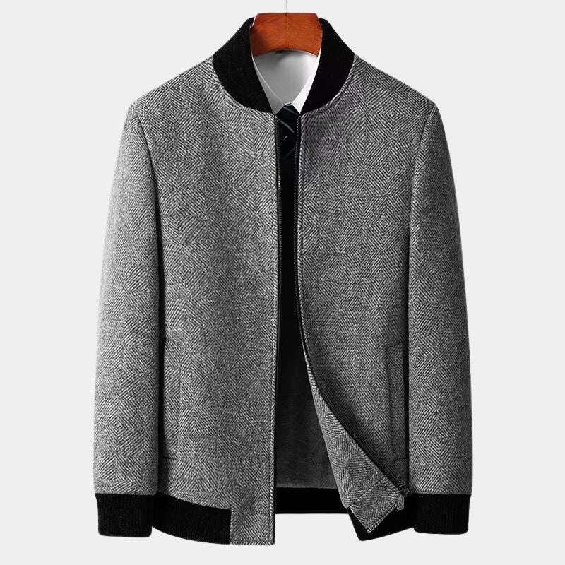 Herringbone Wool Bomber Jacket