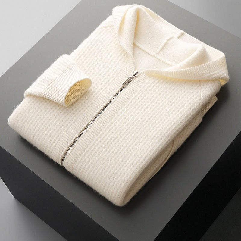Honeycomb Knit Merino Wool Hoodie