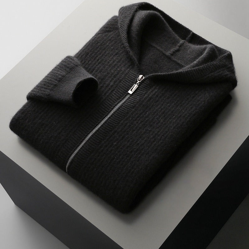 Honeycomb Knit Merino Wool Hoodie