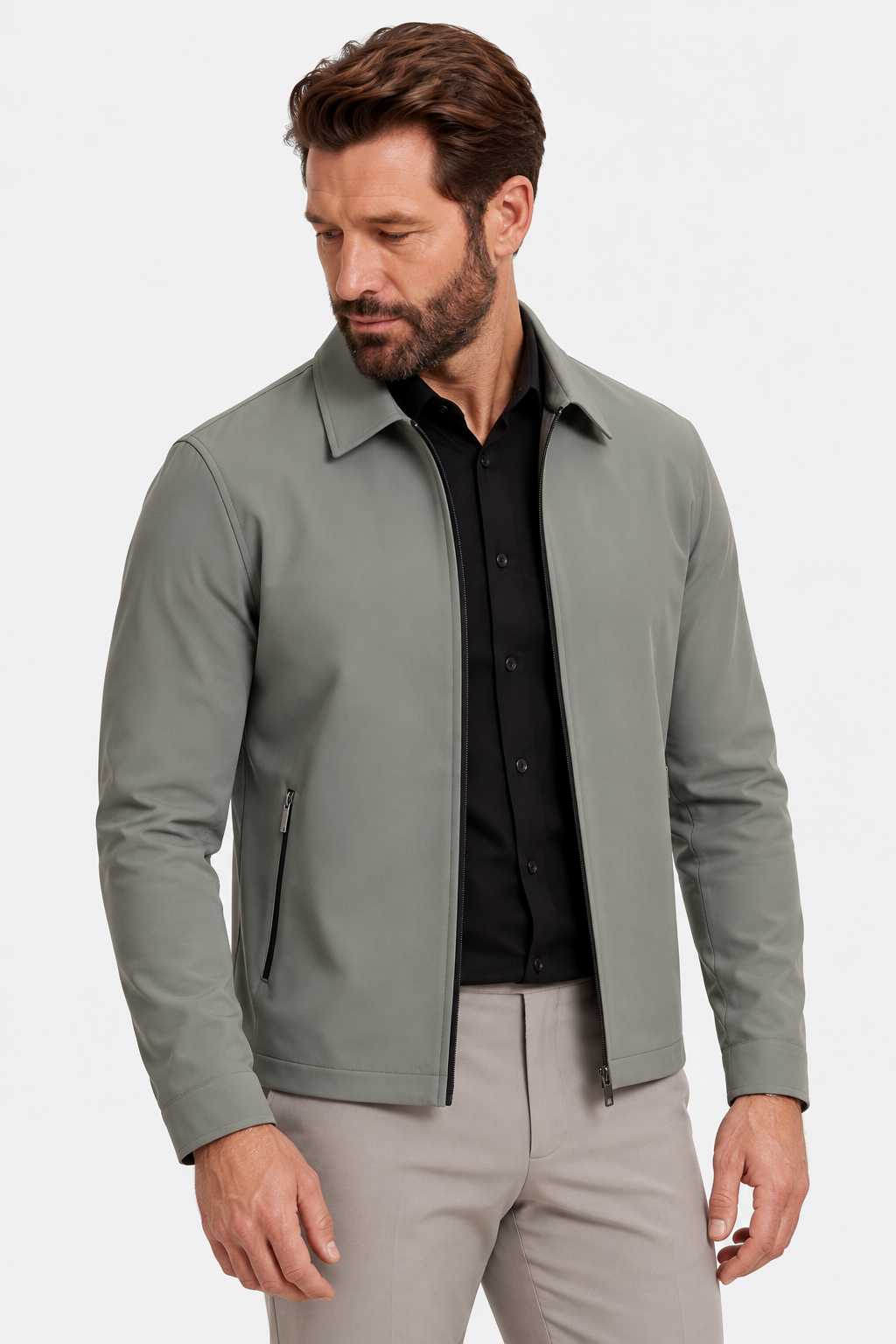 Lightweight Jacket – Pointed Collar & Light Wind Coverage