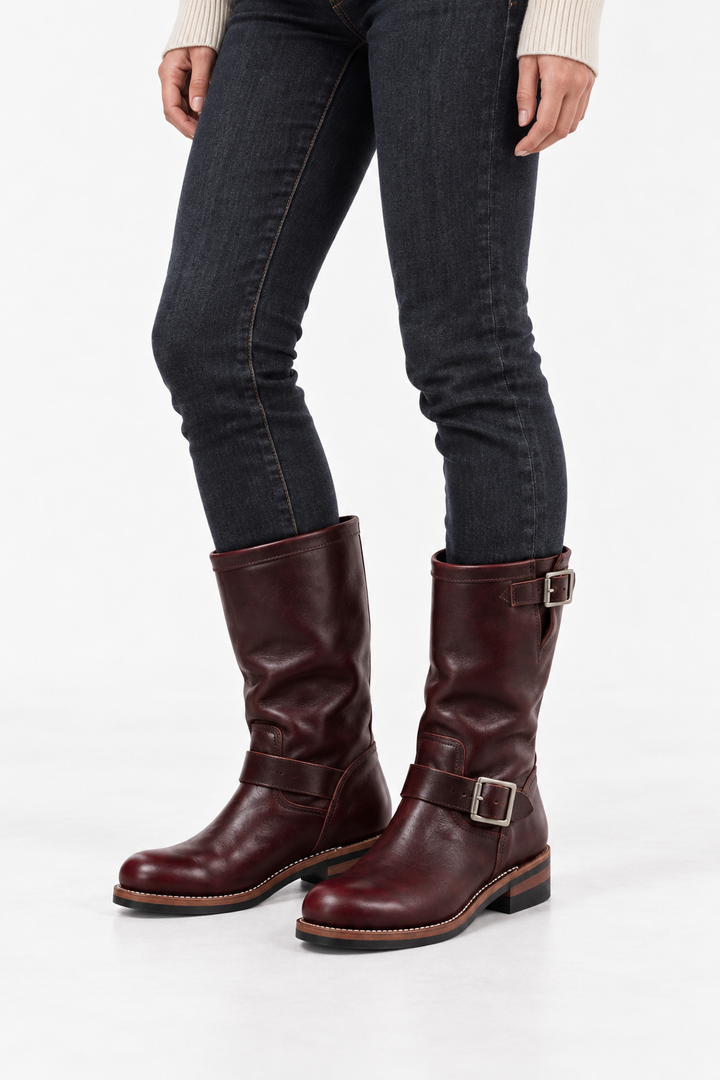 Mid-Calf Boots – Adjustable Buckle Straps & Cushioned Support