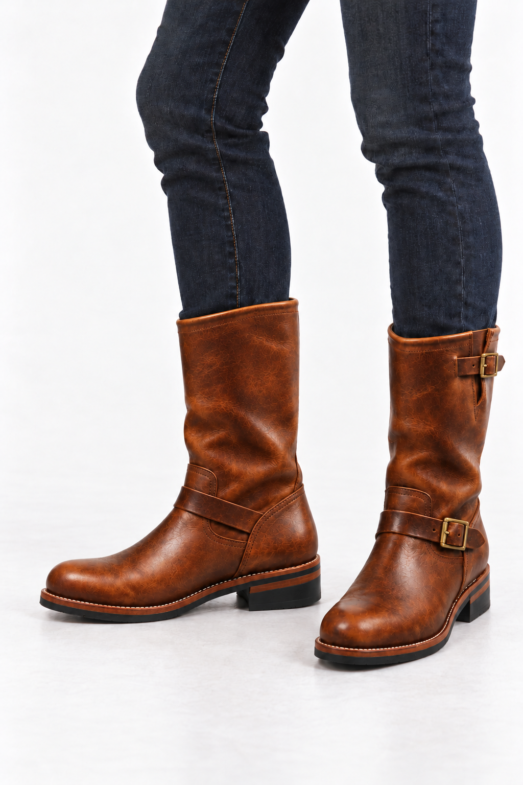 Mid-Calf Boots – Adjustable Buckle Straps & Cushioned Support