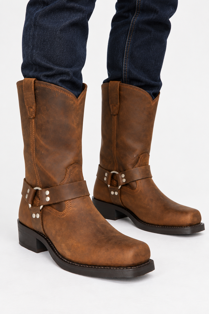 Mid-Calf Boots – Harness Strap & Easy Pull-On Design