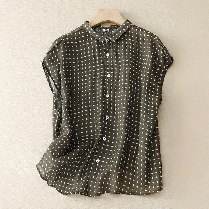 Polka Dot Linen Top
