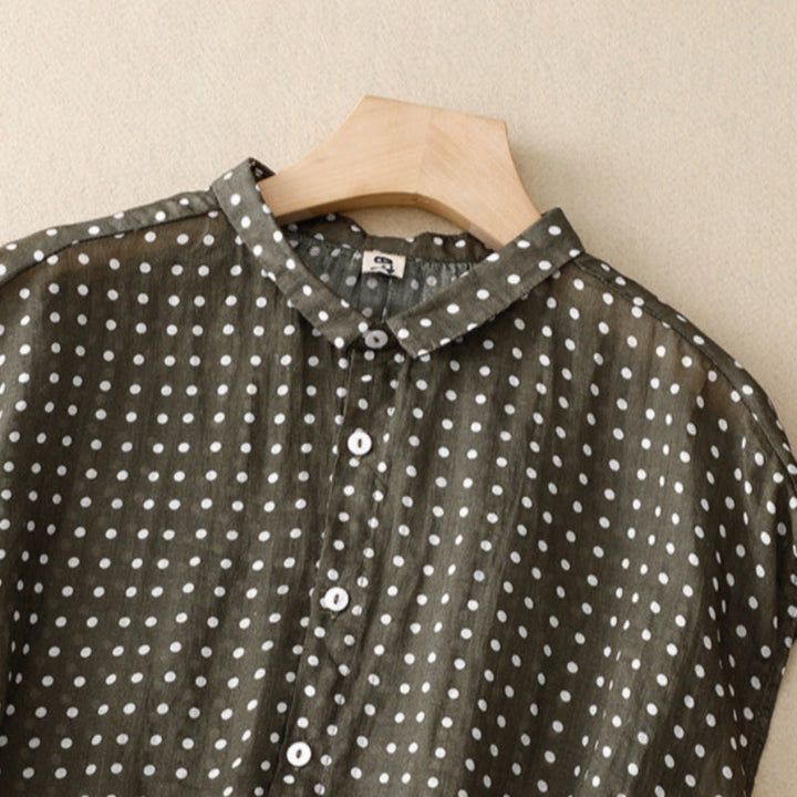 Polka Dot Linen Top