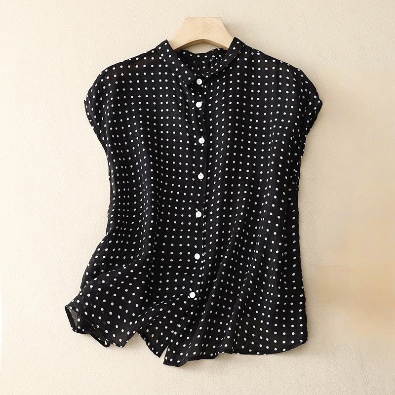 Polka Dot Linen Top