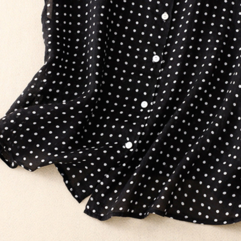 Polka Dot Linen Top