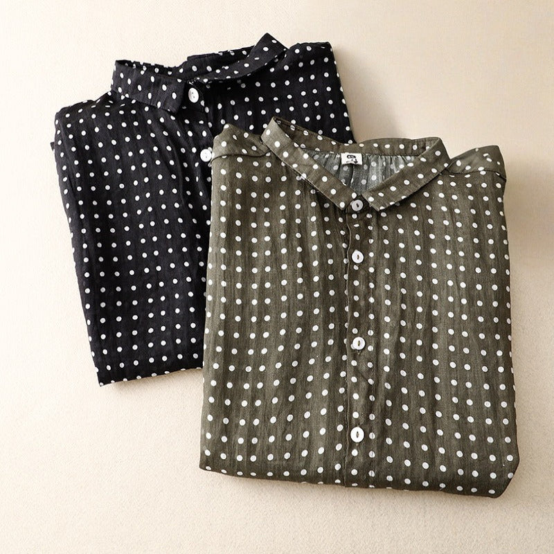 Polka Dot Linen Top