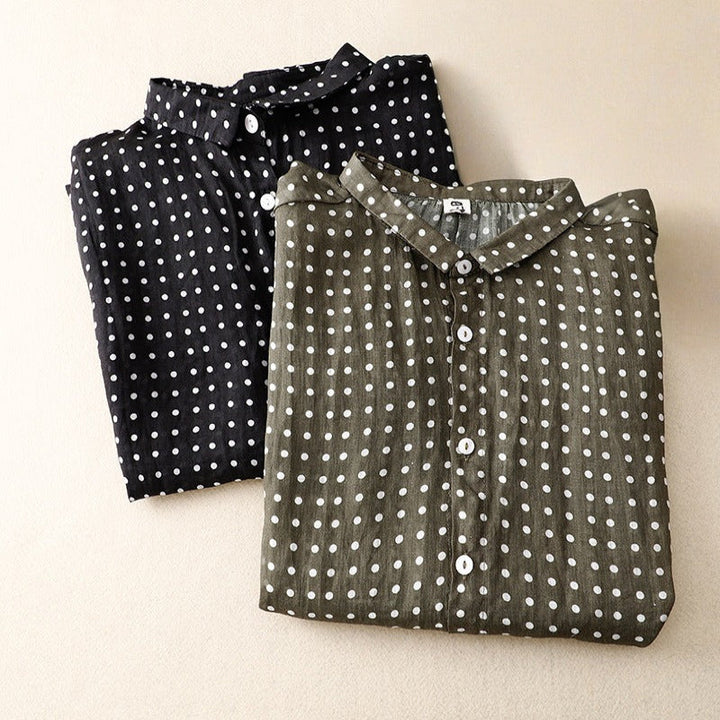 Polka Dot Linen Top