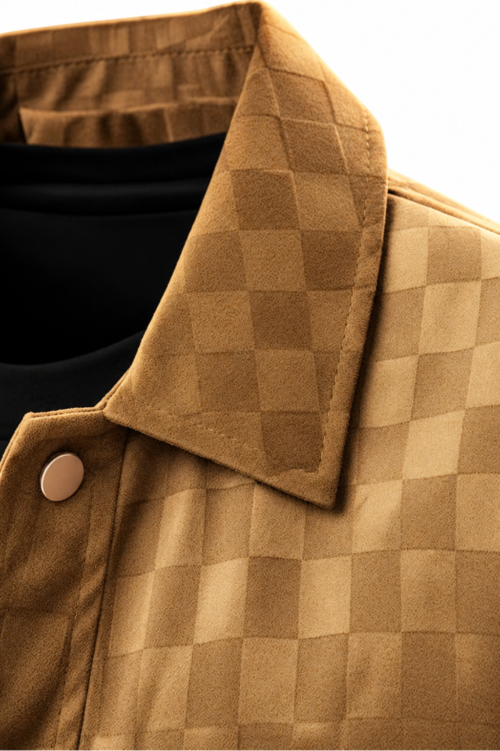 Refined Checkered Suede Button Jacket