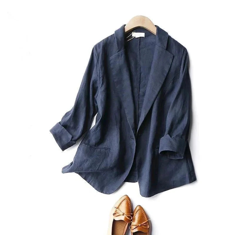 Relaxed Fit Linen Blazer