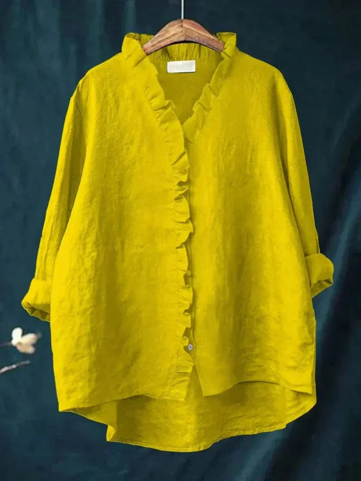 Ruffle Collar Linen Blouse