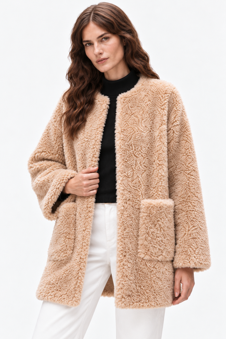Shearling-Style Coat – Open Front & Easy Layering